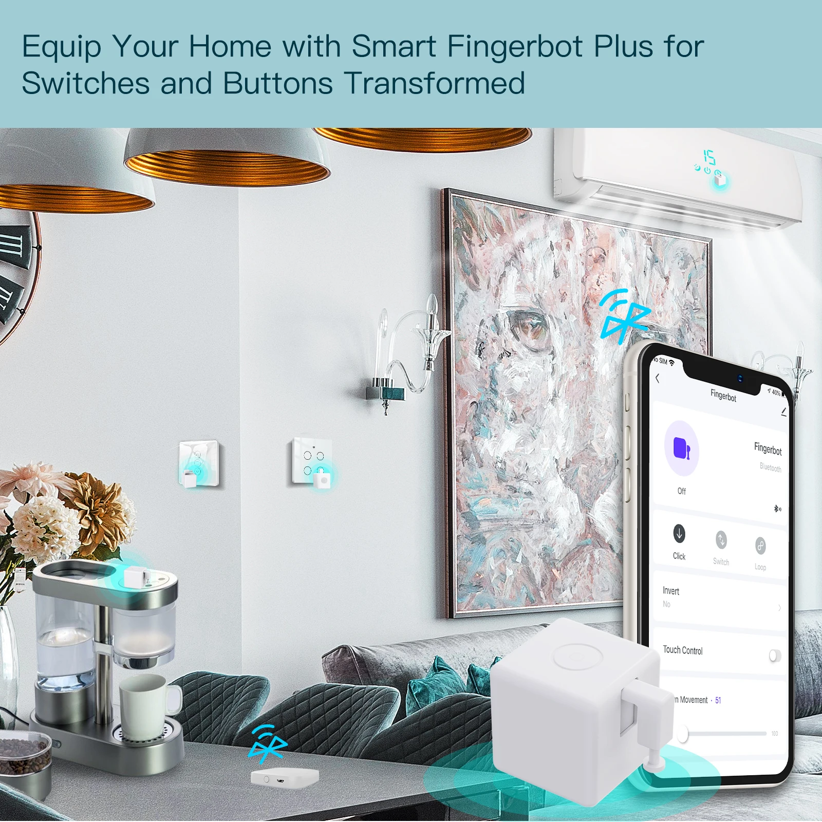 Moes Tuya Fingerbot Button Pusher New Bluetooth finger robot Smart Life App automatic switch Voice Control Alexa Google Home