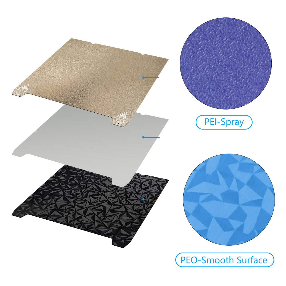 Creality K1 最大ビルドプレートテクスチャペイシートばね鋼 310 × 315 ミリメートルスムーズ PEO PET PEY 二重印刷 K1MAX 加熱ベッド