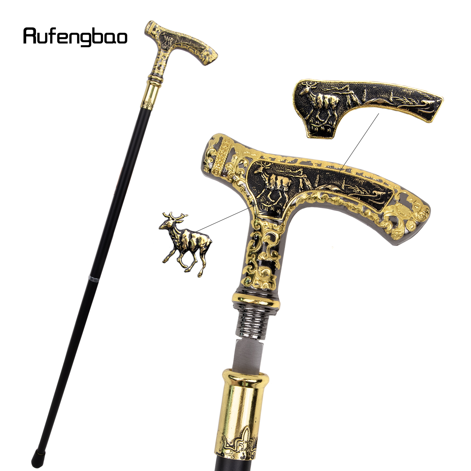 動物の杖,90cm,ゴールド,ブラック,クマ,イーグル,オオカミ,ヤギ,インテリア,非接触,自己防衛,ファッション