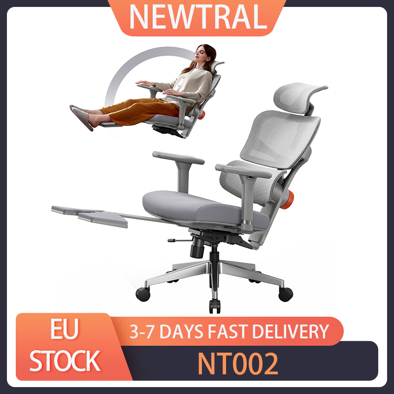 NEWTRAL NT002 Ergonomiczne krzesło, adaptacyjne podparcie dolnej części pleców, regulowane oparcie, podłokietnik, zagłówek, podnóżek