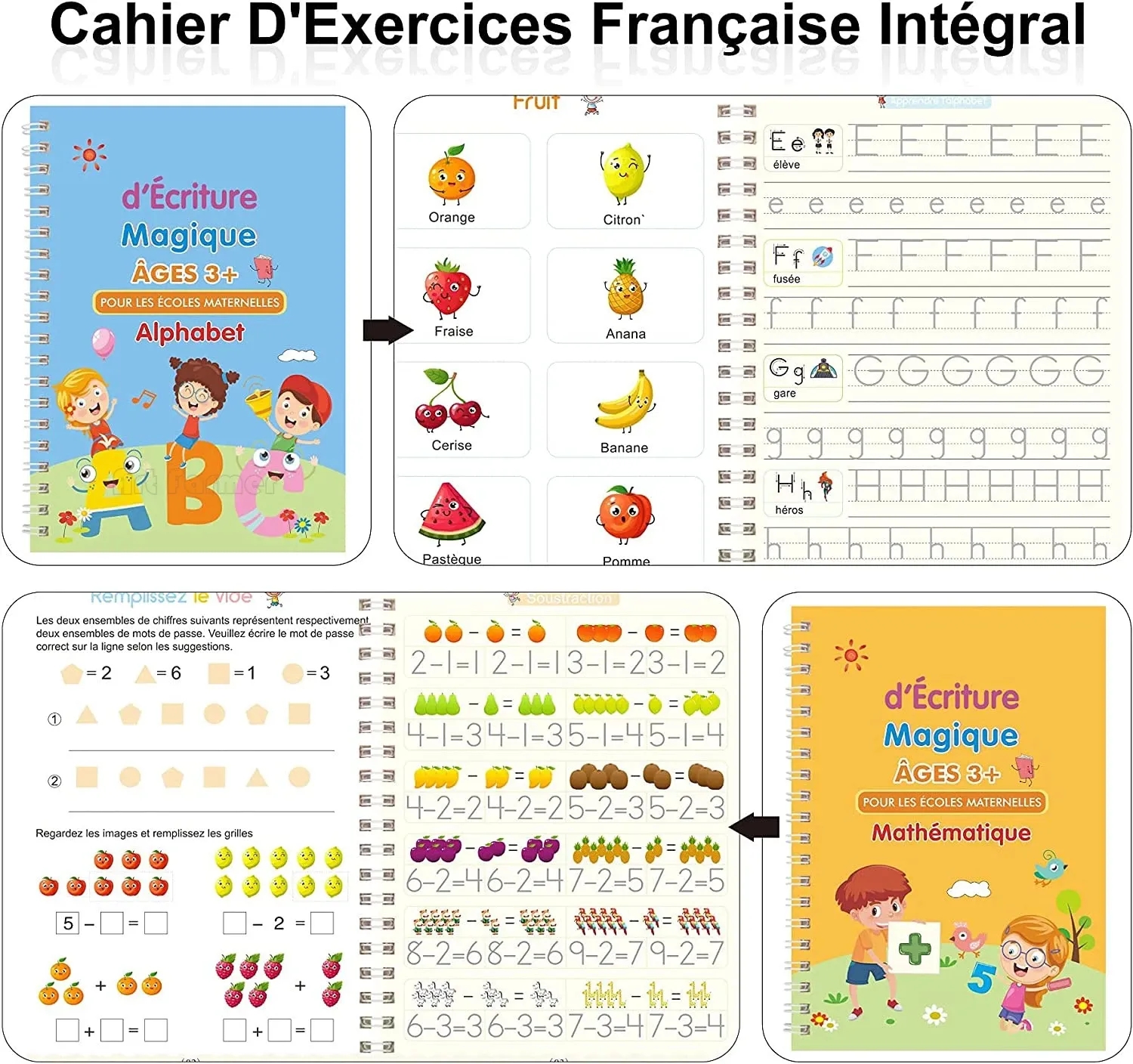 Cuaderno francés 3D, cuaderno de práctica mágica, libro para niños, números de aprendizaje, caligrafía de letras francesas, libro de ejercicios de escritura