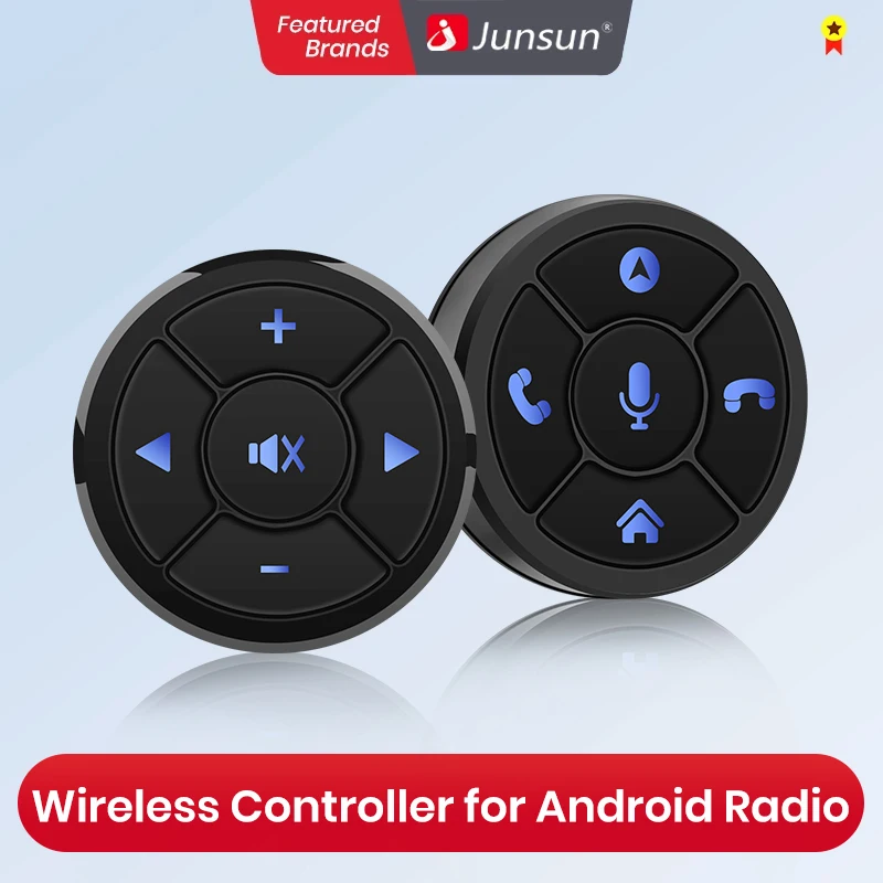 Junsun Universele Auto Draadloze Stuurwiel Bedieningsknop Voor Android Autoradio 8 Belangrijke Functies Cup Vorm Met Led Licht