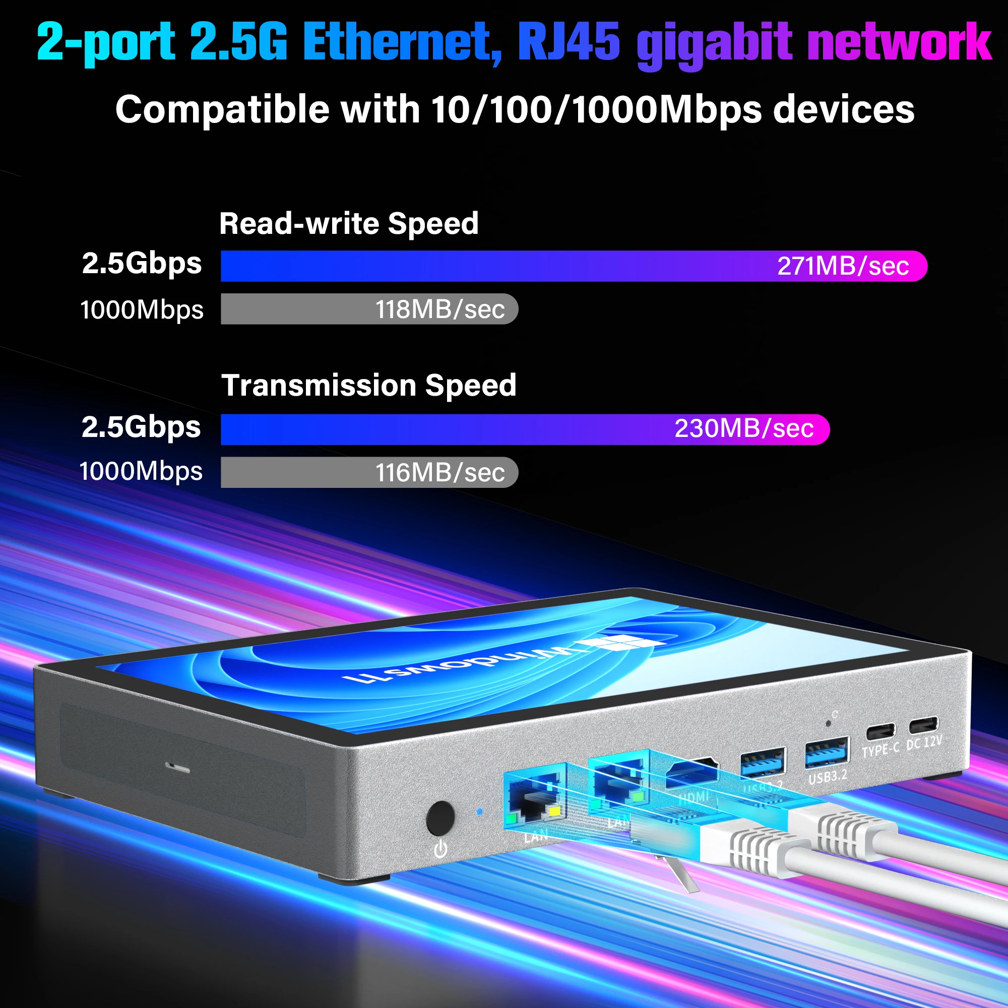 Higole F9B 7'' N100 Mini PC with Touch Screen Windows 11 WiFi5 16GB 256/512GB Tablet 5000mAh Dual 2.5G LAN NAS Desktop Computer