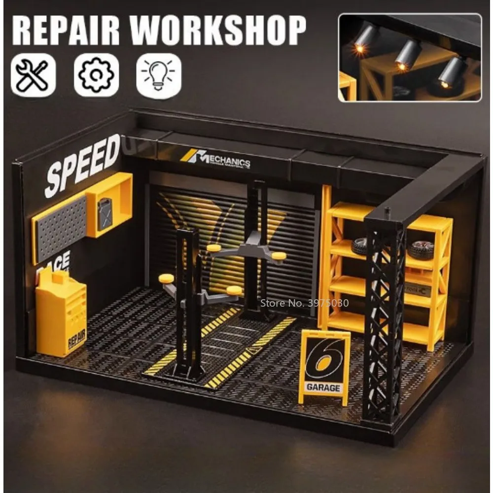 1/24 スケール DIY メンテナンスショップ合金モデルカーのおもちゃ模擬ガレージシーンモデルダイキャストメタル装飾誕生日プレゼント男の子のため