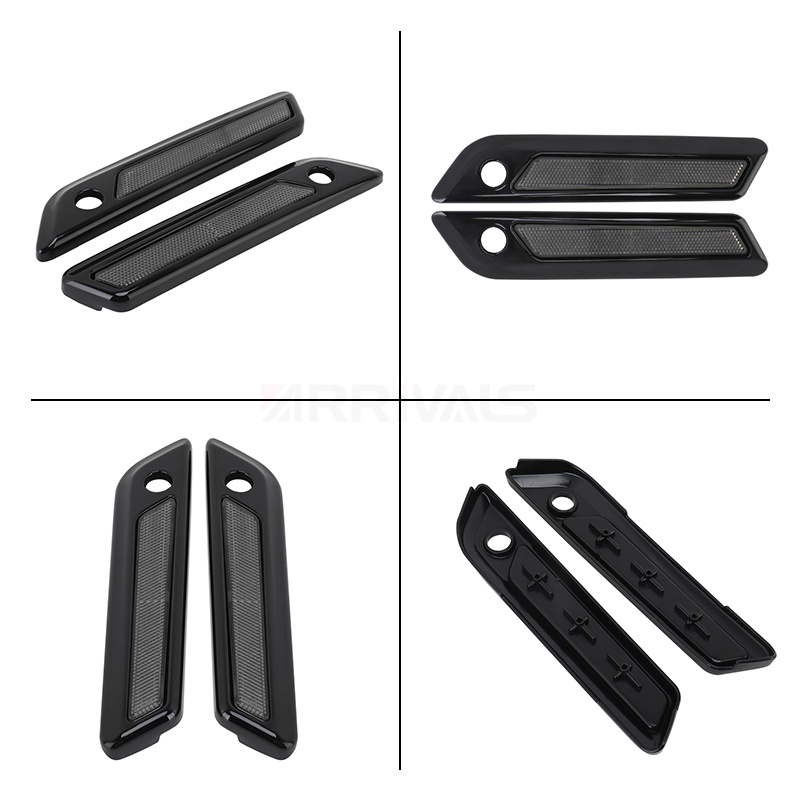 オートバイブラックハードサドルバッグラッチカバースモークリフレクターハーレーツーリングロードキングロードグライドストリートグライド 2014-up