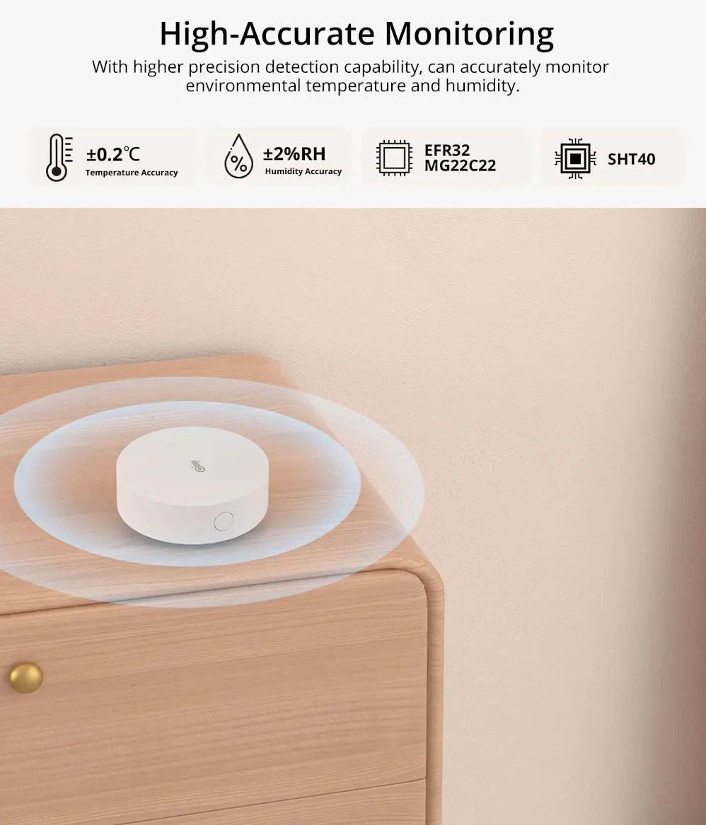 SONOFF-Sensor de temperatura y humedad Zigbee SNZB-02P, termómetro inteligente con aplicación eWelink en tiempo Real para Alexa y Google Home