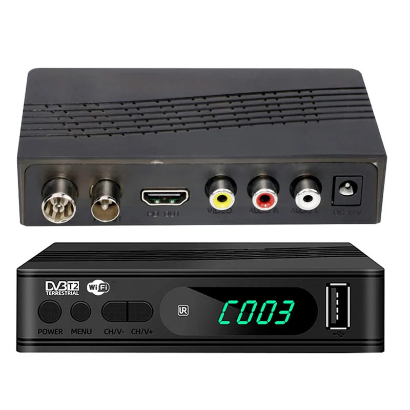 ABJF-Digital TV Decoder HD TV Boxs USB Set Top Box DVB-T2 TV Tuner Terrestrial Satellite TV Receiver HEVC DVBT2 H. 264