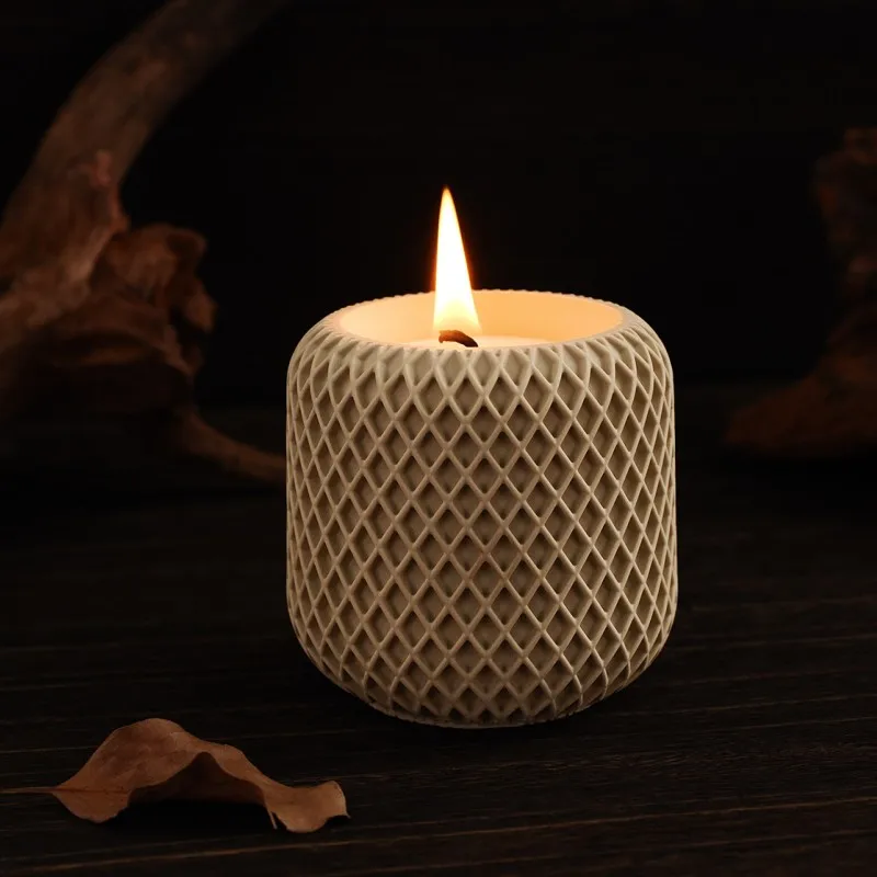 คอนกรีตตาข่ายไม่สม่ําเสมอถ้วยเทียนแม่พิมพ์ซิลิโคน DIY ตาข่ายยิปซั่มซีเมนต์ถังแม่พิมพ์ซิลิโคน
