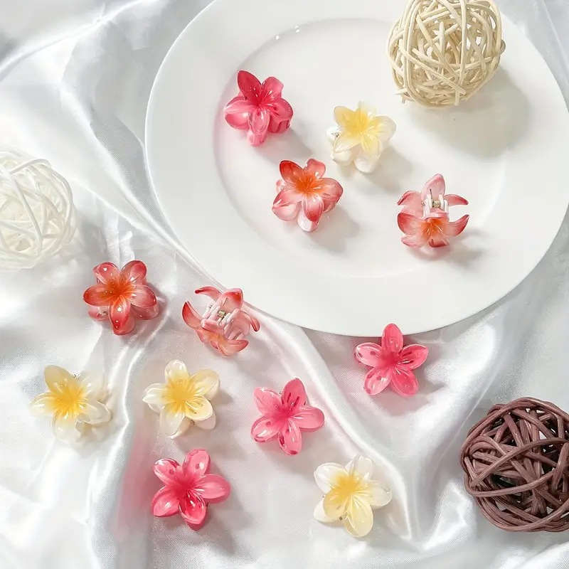 6 pçs havaiano gradiente grampos de cabelo flor garras de cabelo feminino tamanho pequeno moda headwear hairpin caranguejo barrette acessórios para o cabelo