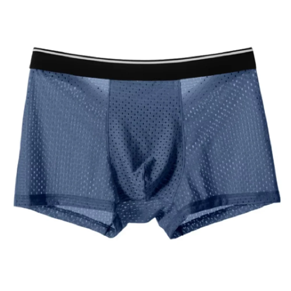 ผู้ชายผ้าไหมน้ําแข็งBreathable Soft Boxerกางเกงขาสั้นและกางเกงชุดชั้นในตาข่ายเซ็กซี่โปร่งใสนักมวยถุงน่องกางเกงกางเกง