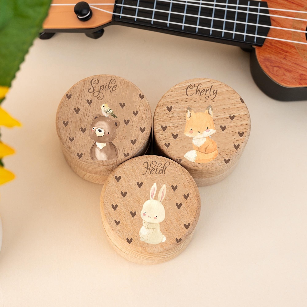 Персонализированная коробка для зубов с милыми животными, индивидуальное имя, коробки для зубов для мальчиков и девочек, сбор зубов, пуповина, экономия ребенка, подарок