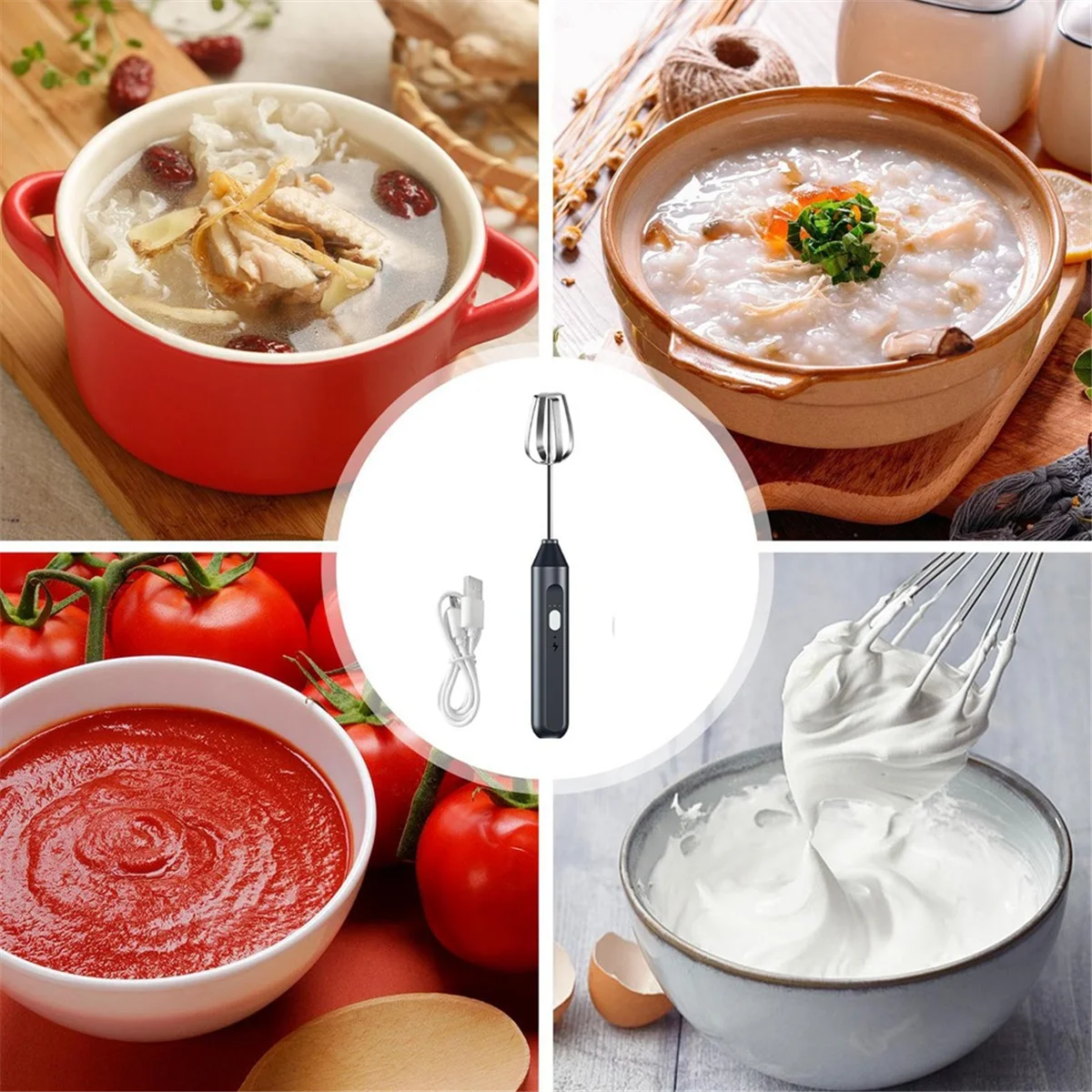A72P Electric Hand Mixer,Stainless Steel Stirring Whisk,Immersion Blender Cordless Hand Mixer Whisk,3Speed Adjustable Frother