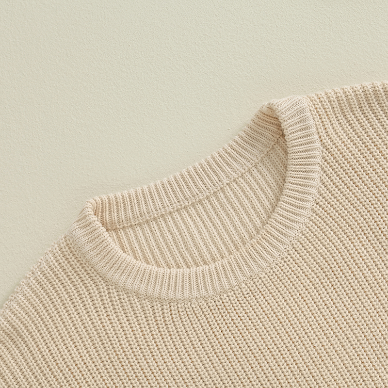 Suefunskry 1PC Mommy and Me Matching Sweaters Solid Color Knitted Long Sleeve Round Neck Warm Pullover Tops for Autumn Winter