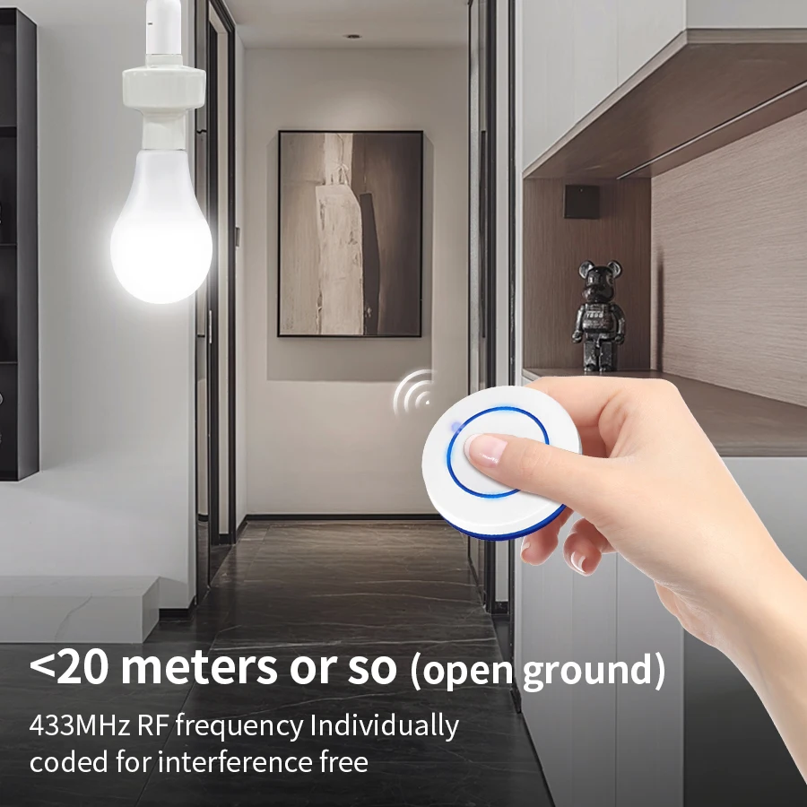E27 suporte de lâmpada de controle remoto inteligente sem fio rf433mhz interruptor remoto quarto armazém lâmpada led controle remoto