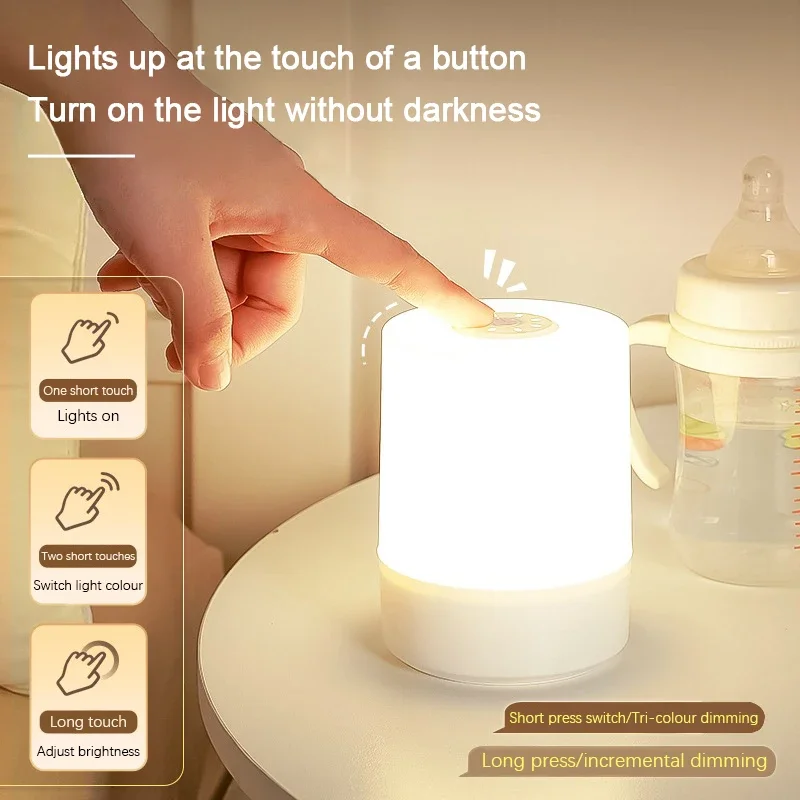 Luces Led de noche para mesita de noche, lámparas de noche de escritorio con carga regulable, iluminación de noche para dormitorio, decoración, lámparas de mesa Led de lectura táctiles