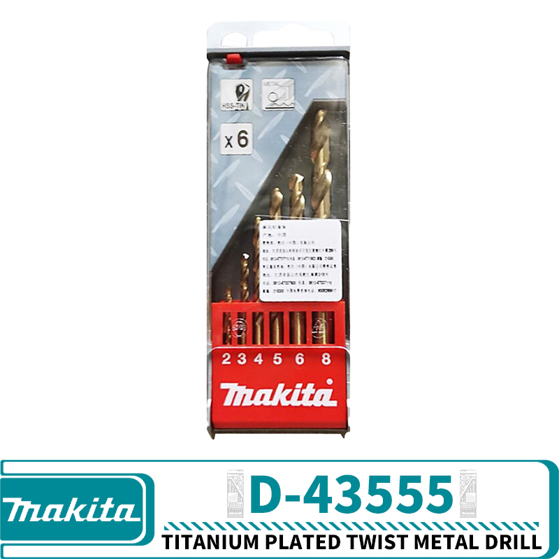 Makita D-67527 D-72833 D-72855 D-43555 D-43561 D-72849 D-43577 Hss-Tin Metal Drill Bit Set Power Tool Accessories