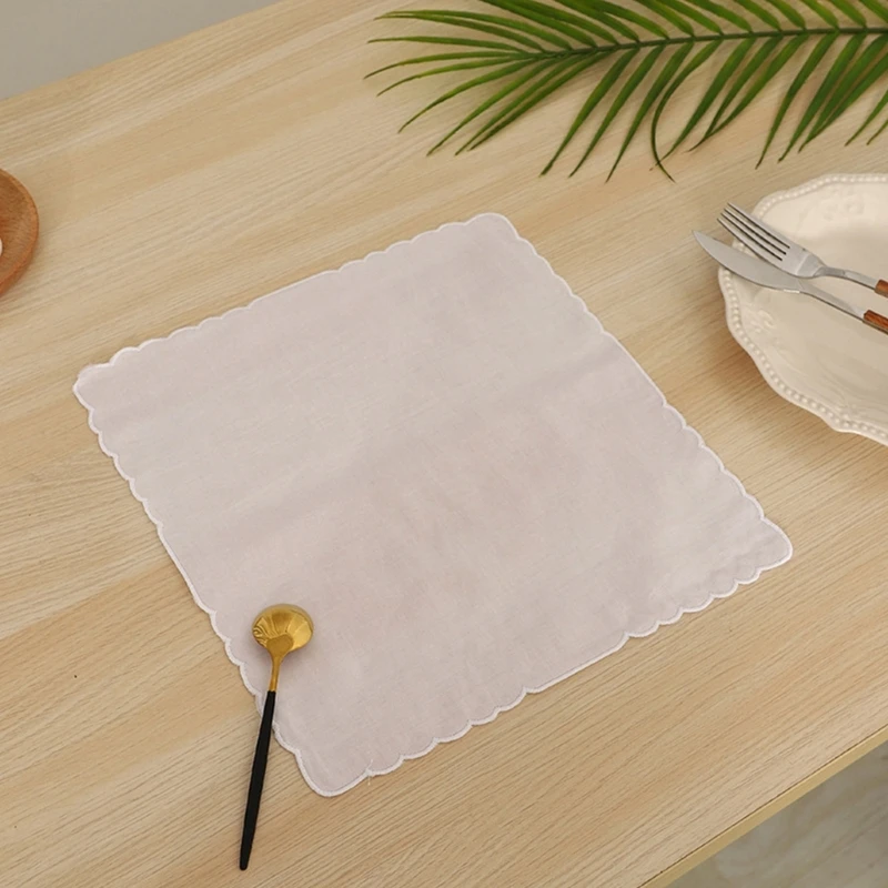 652F 부드럽고 우아한 레이디 코튼 손수건 레이스 화이트 Hankies DIY 자수 식기 코튼 여성 Hankies 파티