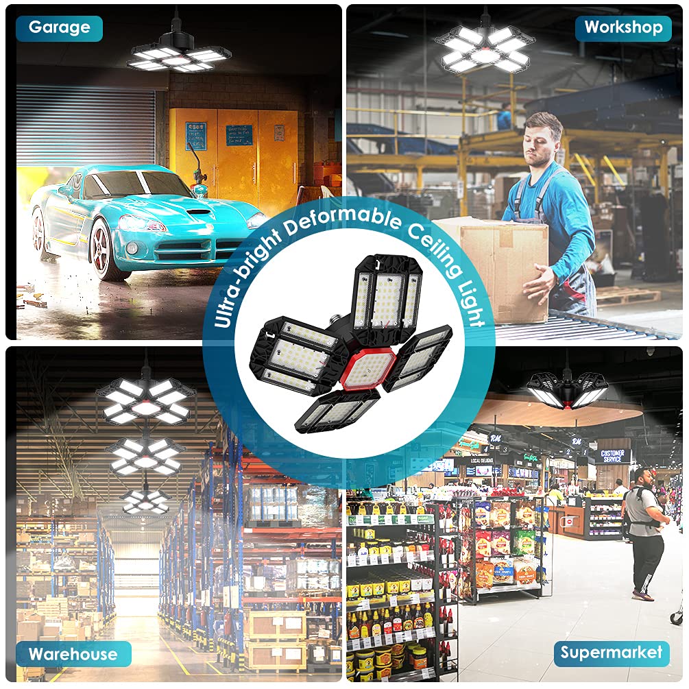 Verformbare LED-Glühbirne, Garagenleuchte mit 3/5/10/12 verstellbarem Panel, LED-Nachtlampe E26/E27, Deckenbeleuchtung für Werkstatt, Lager