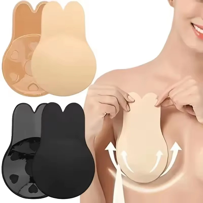 Vrouwen Push-Up Bh Zelfklevende Siliconen Strapless Onzichtbare Bh Herbruikbare Kleverige Borst Lift Tape Konijn Tepel Cover Bh Pads