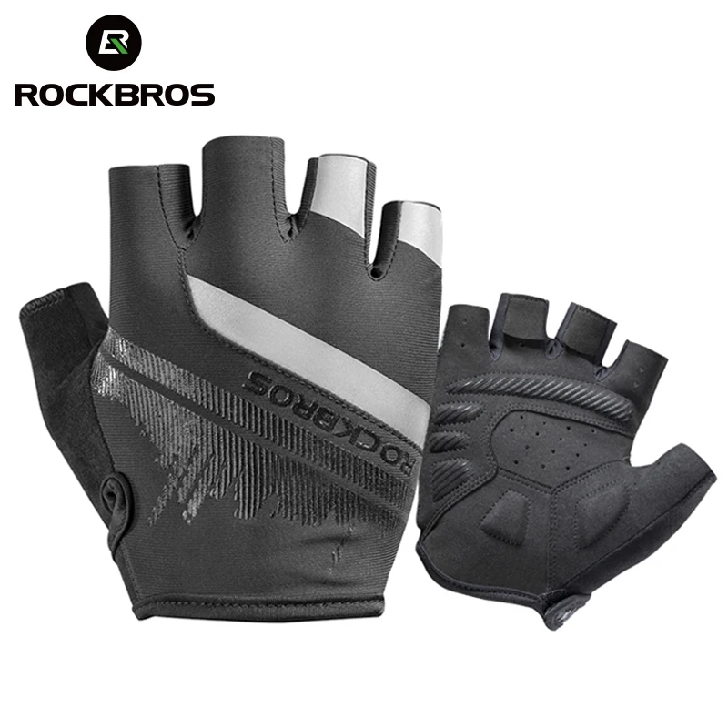 ROCKBROS-Guantes deportivos unisex, protección de manos de medio dedo, resistentes a los golpes y transpirables, para bicicleta de montaña o carretera