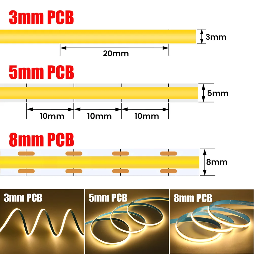 Motion Sensor COB Led Strip Light 5V Induction Lamp DC Battery Powered 320LEDs/m Flexible Tape Warm White Blue Red Pink RA90