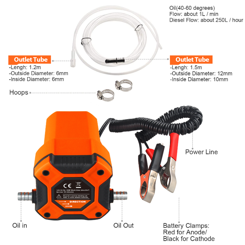 EAFC 12V Elektrische Auto Olie Zuigpomp 60W Brandstof Levering Motorolie Ruwe Olie Vloeistof Zuigpomp voor Auto Motor Boot