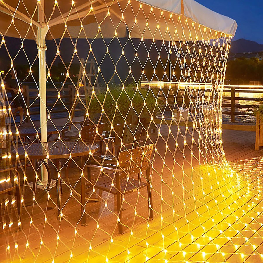 Neue 3 x2m 2 x2m LED Fisch netz Lichterketten im Freien wasserdicht 8 Modi Weihnachts girlande Lichterketten für Party Garten Terrasse Dekor