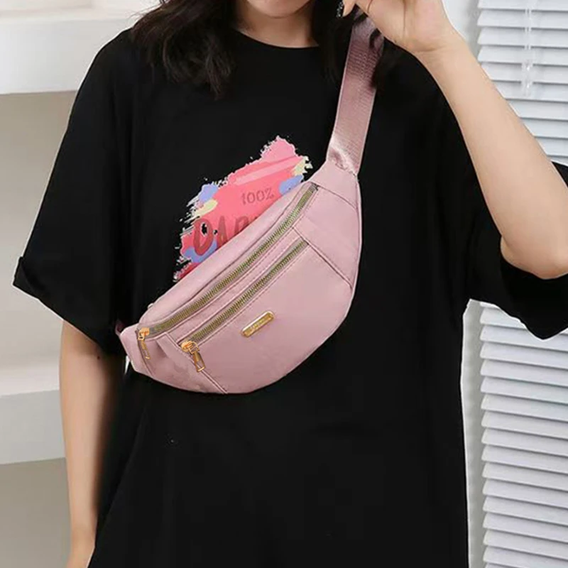 Borsa a tracolla unisex in vita regolabile, borsa a tracolla resistente con tasche e hardware con cerniera, design sportivo casual