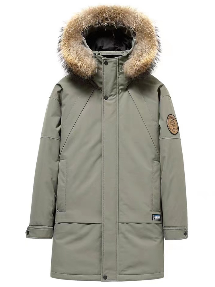 2023 Winterboetiek Modieus Warm Heren Casual Donsjack Met Capuchon En Bontkraag Van Het Merk High-End Herenjas Voor Heren, Legergroen