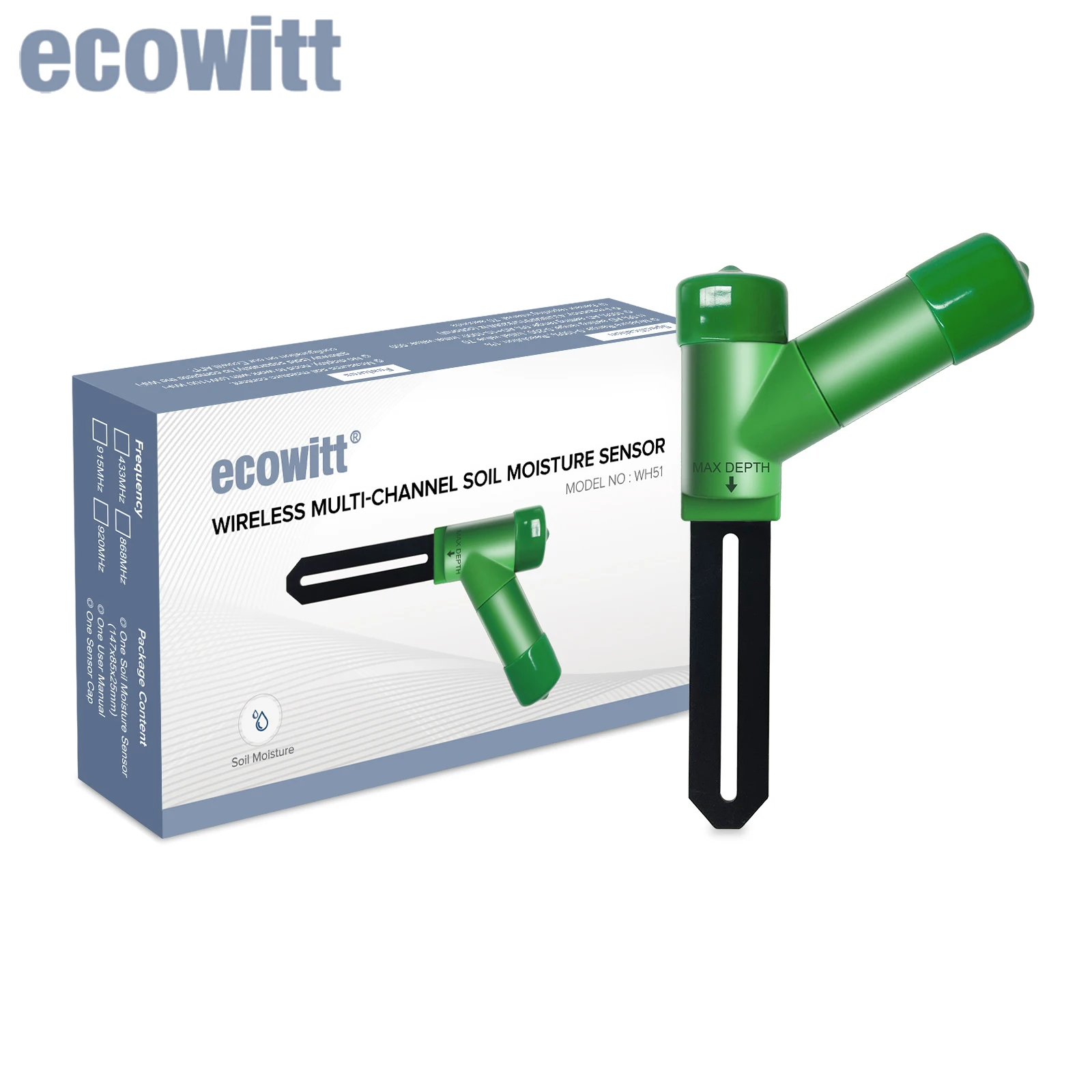 ECOWITT WH51 Medidor de humedad del suelo, probador de suelo, probador de monitor de agua para plantas de jardín de 16 canales: solo sensor, no se puede utilizar solo
