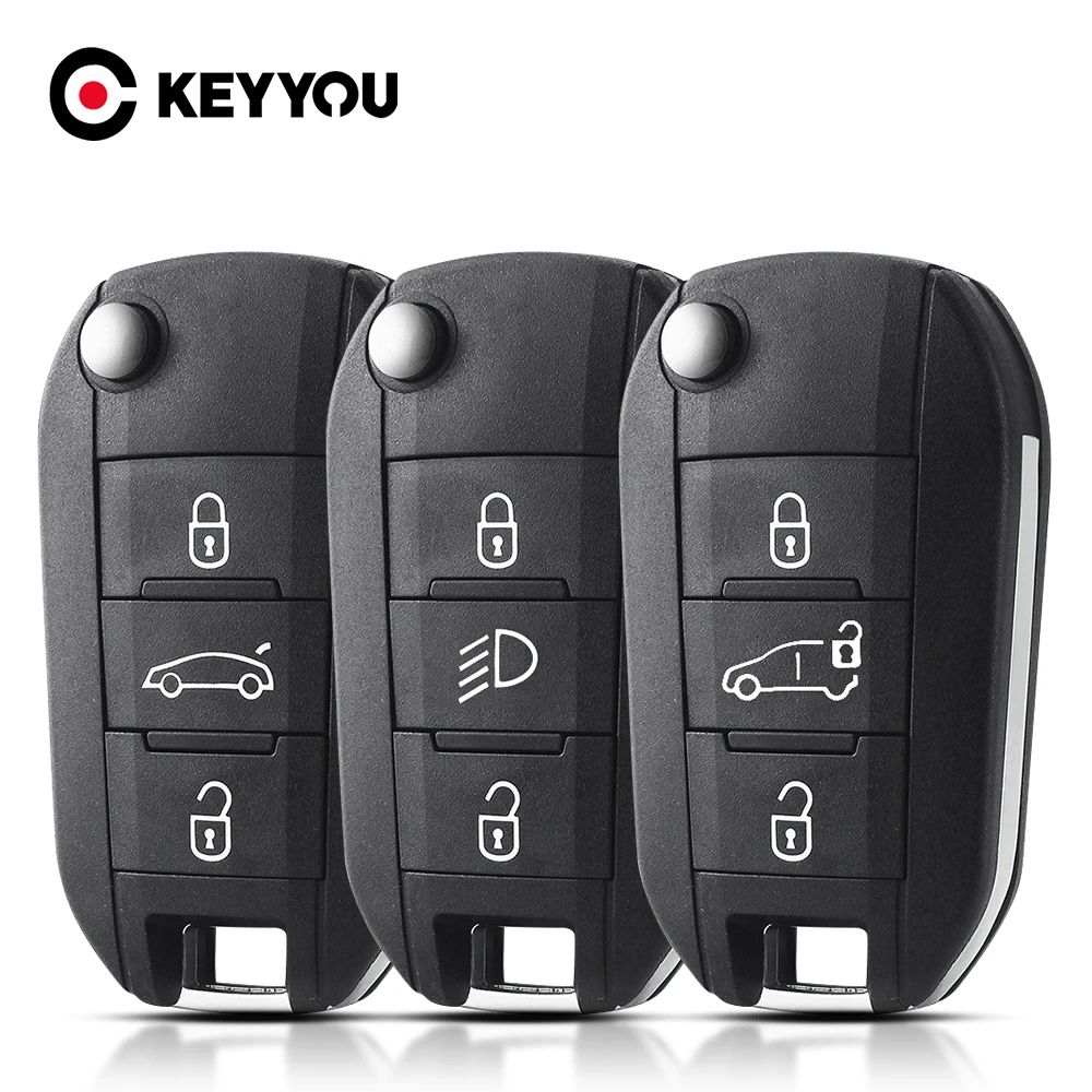 KEYYOU Etui na kluczyk samochodowy do Citroen C-Elysee do Peugeot 208 301 308 508 2008 3008 5008 RCZ Expert Partner Rifter Traveler Light