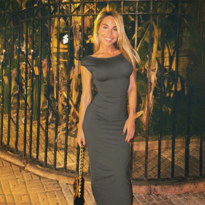 Biikpiik sexy sem costas hip envoltório vestido feminino casual sólido manga curta fino ajuste vestido de noite conciso elegante vestidos de festa na moda