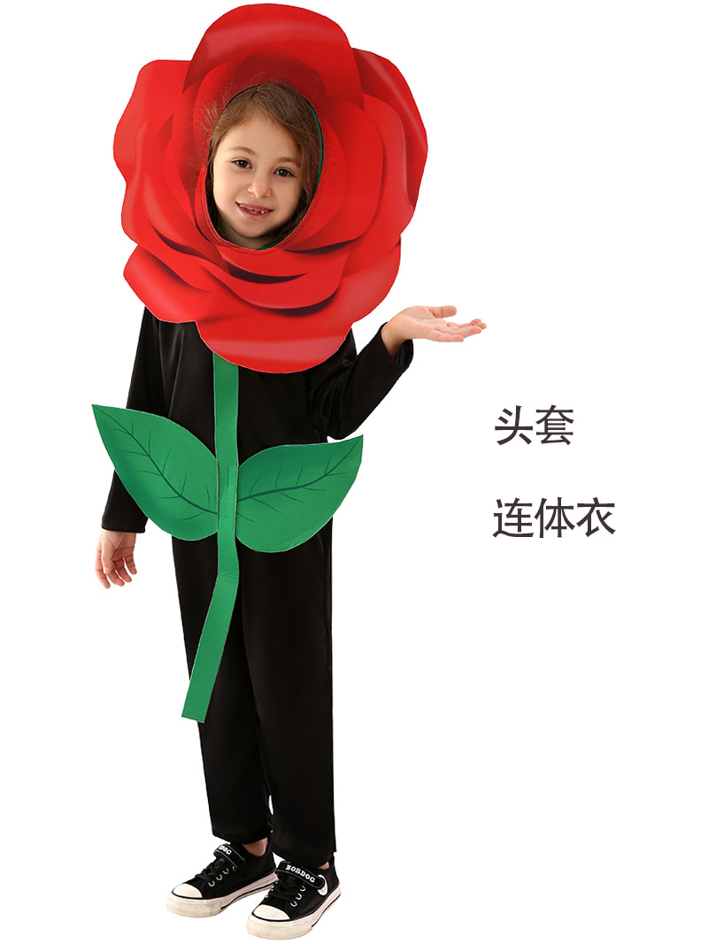 Disfraces de actuación para niños, disfraces de actuación, vestido de fiesta de plantas, Halloween, Carnaval, rosas, Día de San Valentín, ropa Cos