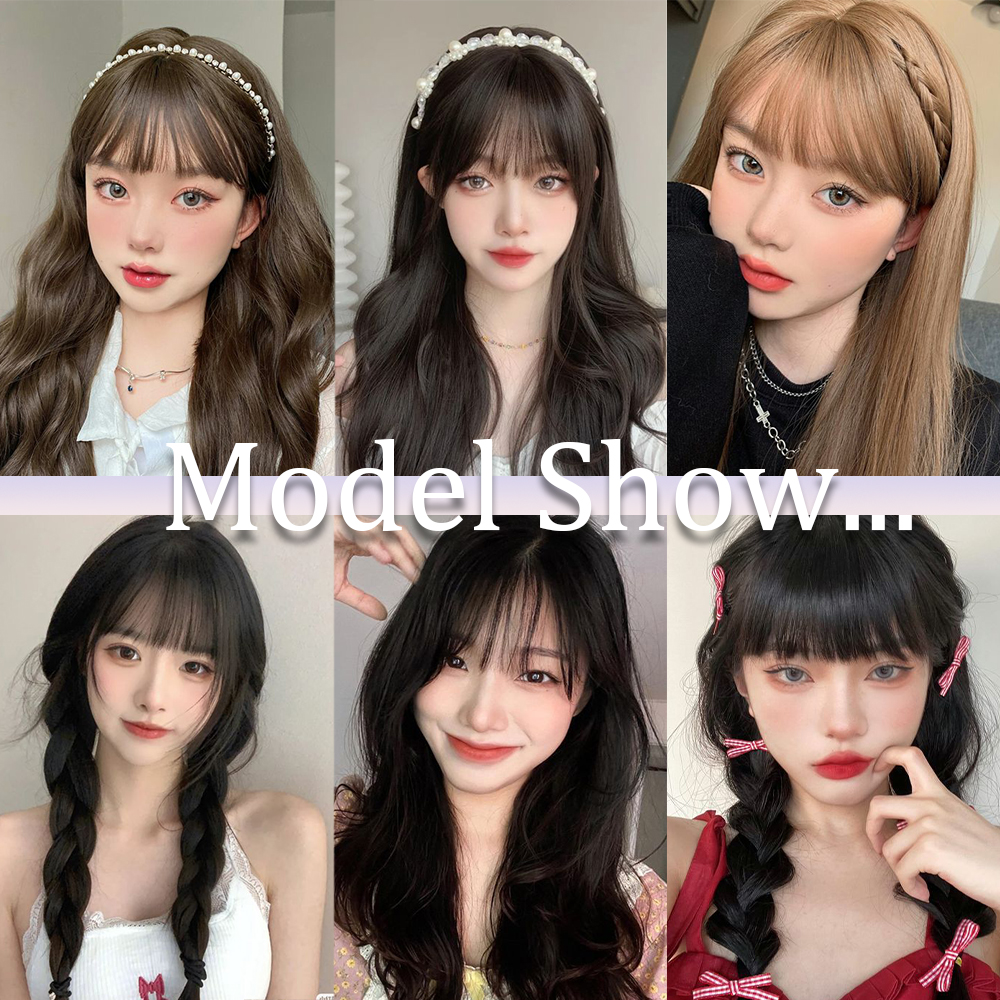 女性用フリンジ付き人工毛エクステンション,短い髪,自然な効果,茶色,黒,偽の髪,1クリップ,女の子用ヘアアクセサリー