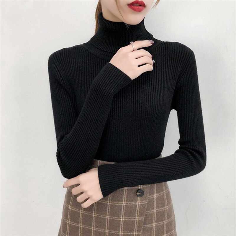 Women Sweater Pullover Winter Knitted Turtleneck Long Sleeve Slim Jumper Tops 2025 Ladies Casual Shirts Soft Warm Y2K Clothing