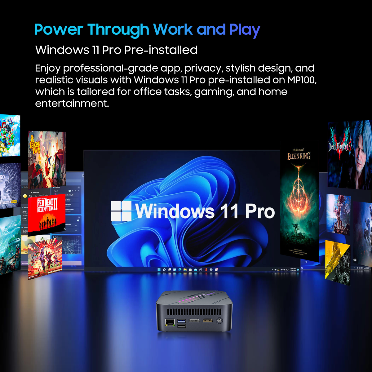 Blackview MP100 Mini PC AMD Ryzen 5 7430U 16GB RAM 512GB SSD, Mini computadora con WiFi 6/BT 5.2/4K Pantalla triple