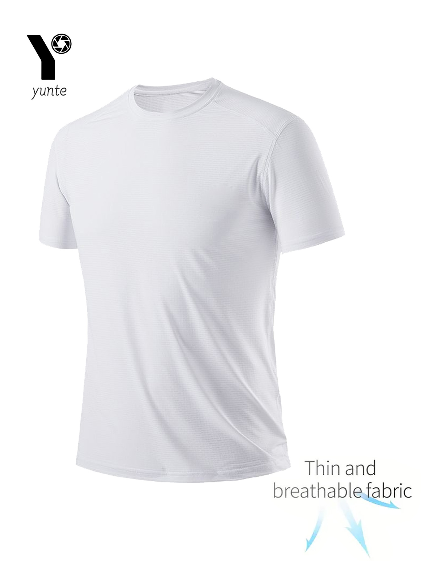 T-shirt girocollo Confezione da 4 magliette bianche ultraleggere da uomo ad asciugatura rapida, traspiranti e assorbenti del sudore, adatte per fitness, palestra e corsa