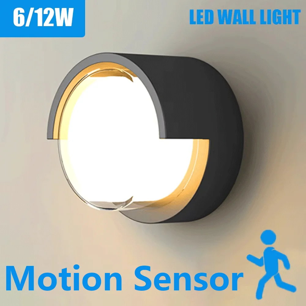 LED Wall Lamp Lighting Radar Motion Sensor AC85-265V 6/12W Warm White Cold White Suitable For Indoor Outdoor Home Decoration