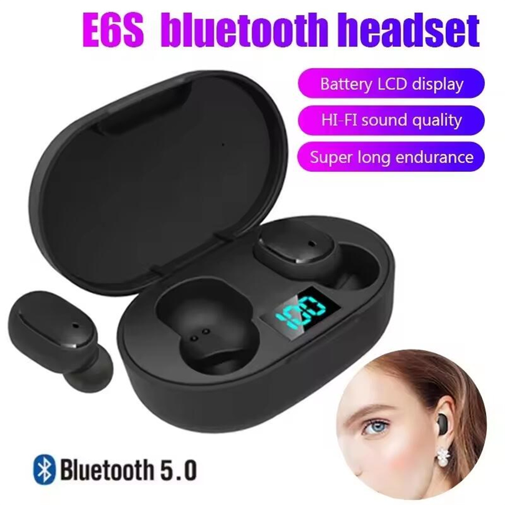 Tws sem fio bluetooth 5.0 fones de ouvido e6s com cancelamento ruído esporte alta fidelidade baixo estéreo jogos para todos os smartphones