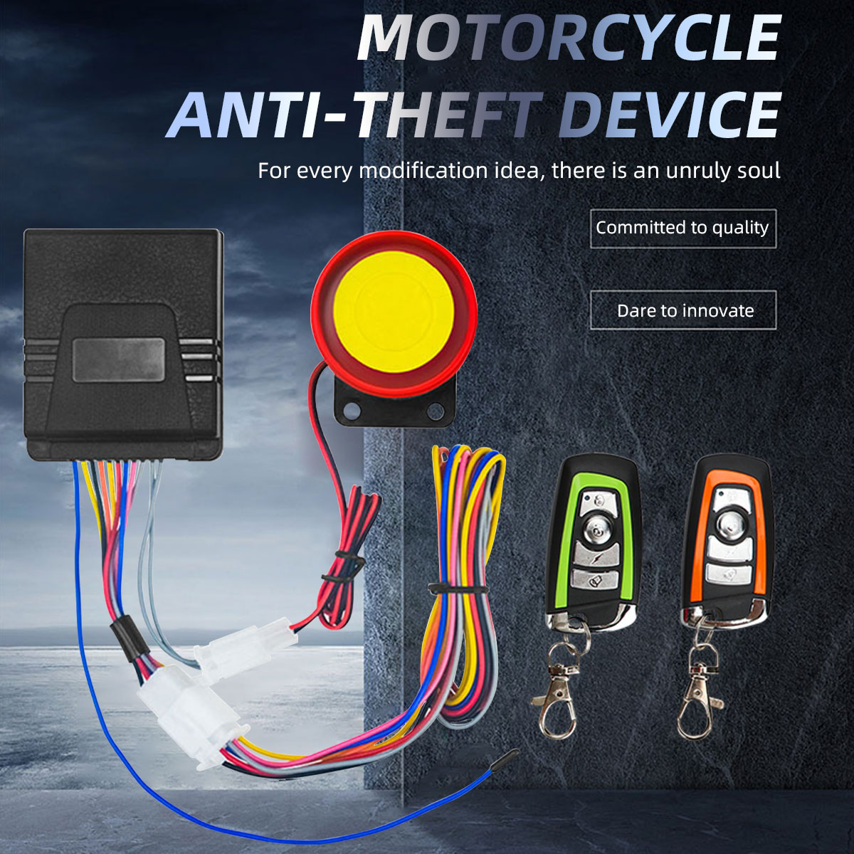 1 Set Universal Motorrad Alarm System Einweg mit Motor Starten Fernbedienung Schlüsselanhänger 12 V mit Überlastschutz