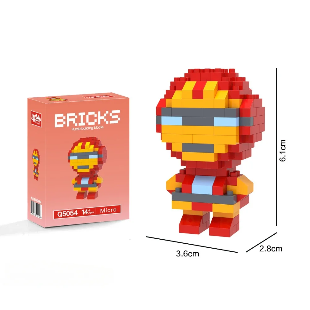 New Avengers Q cartoon micro particle puzzle building blocks children's jigsaw puzzle small box toy student doll model gift