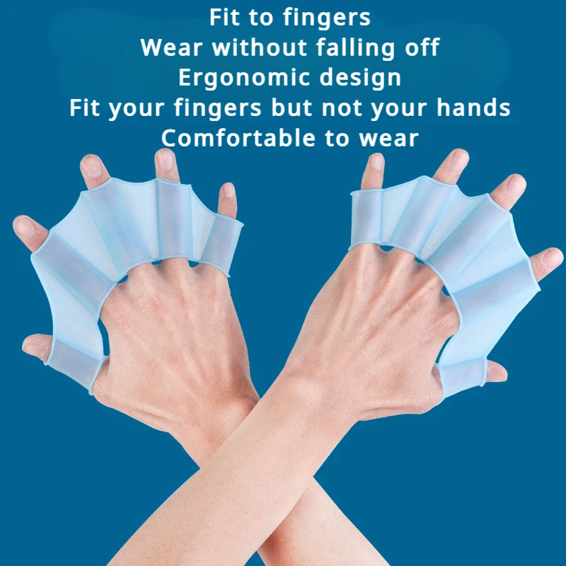 ซิลิโคนว่ายน้ํา Fins Flipper ผู้ชายผู้หญิงเด็กสระว่ายน้ํากีฬา Professional การฝึกอบรมนิ้วมือถุงมือ Webbed Paddles อุปกรณ์