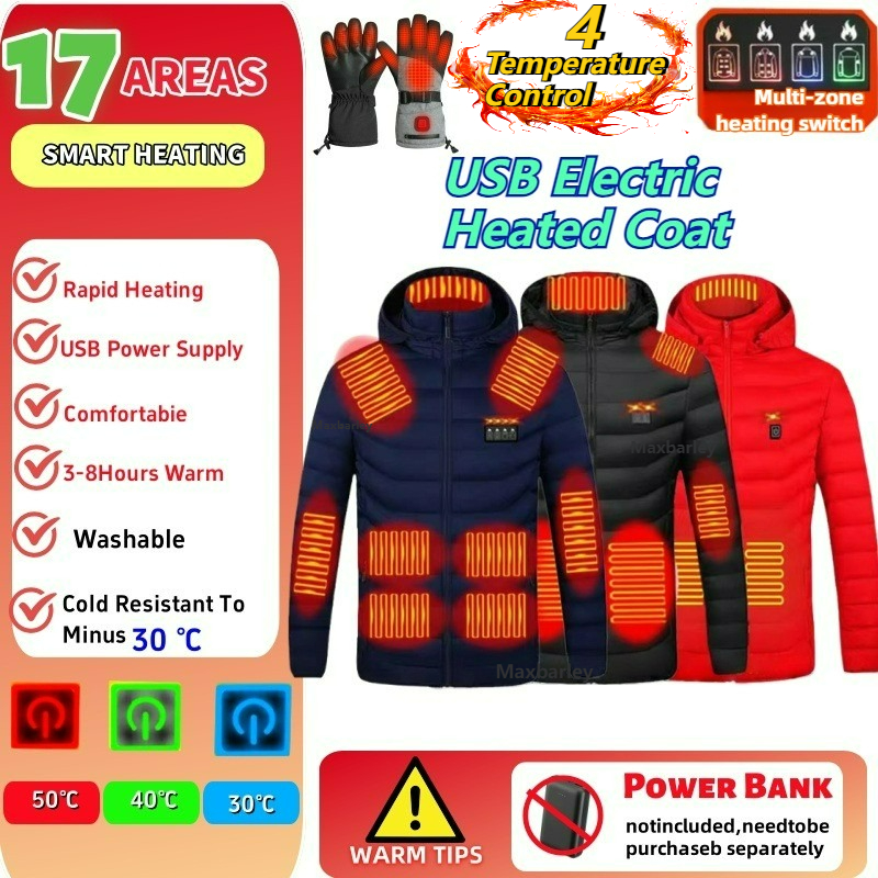 21/15 áreas jaqueta aquecida masculina usb roupas de aquecimento inteligente controle duplo três ajuste engrenagem inverno quente com capuz parkas à prova dwaterproof água