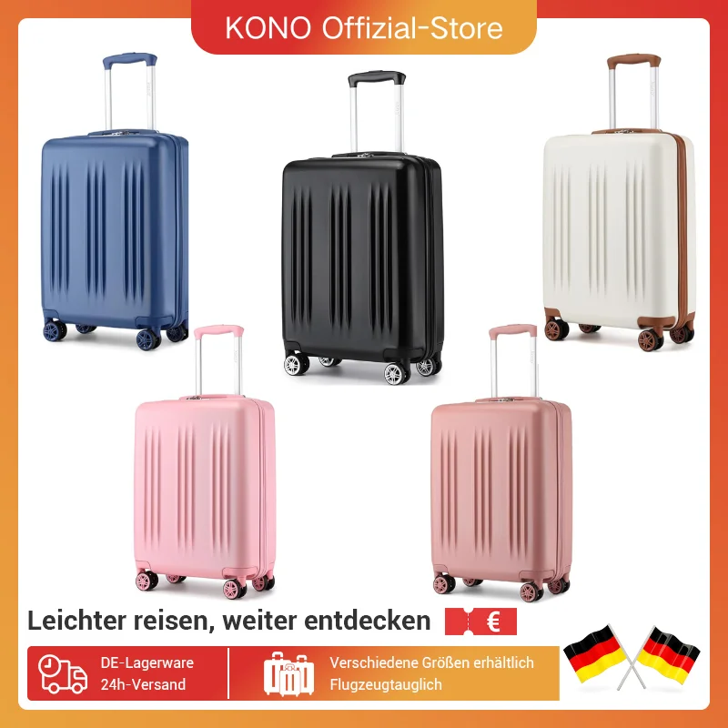 KONO  Koffer  Hartschale Erweiterbar mit 4 Rollen, TSA-Schloss, Leichtes Handgepäck 55cm, Mittel 65cm, Groß 75cm Trolley