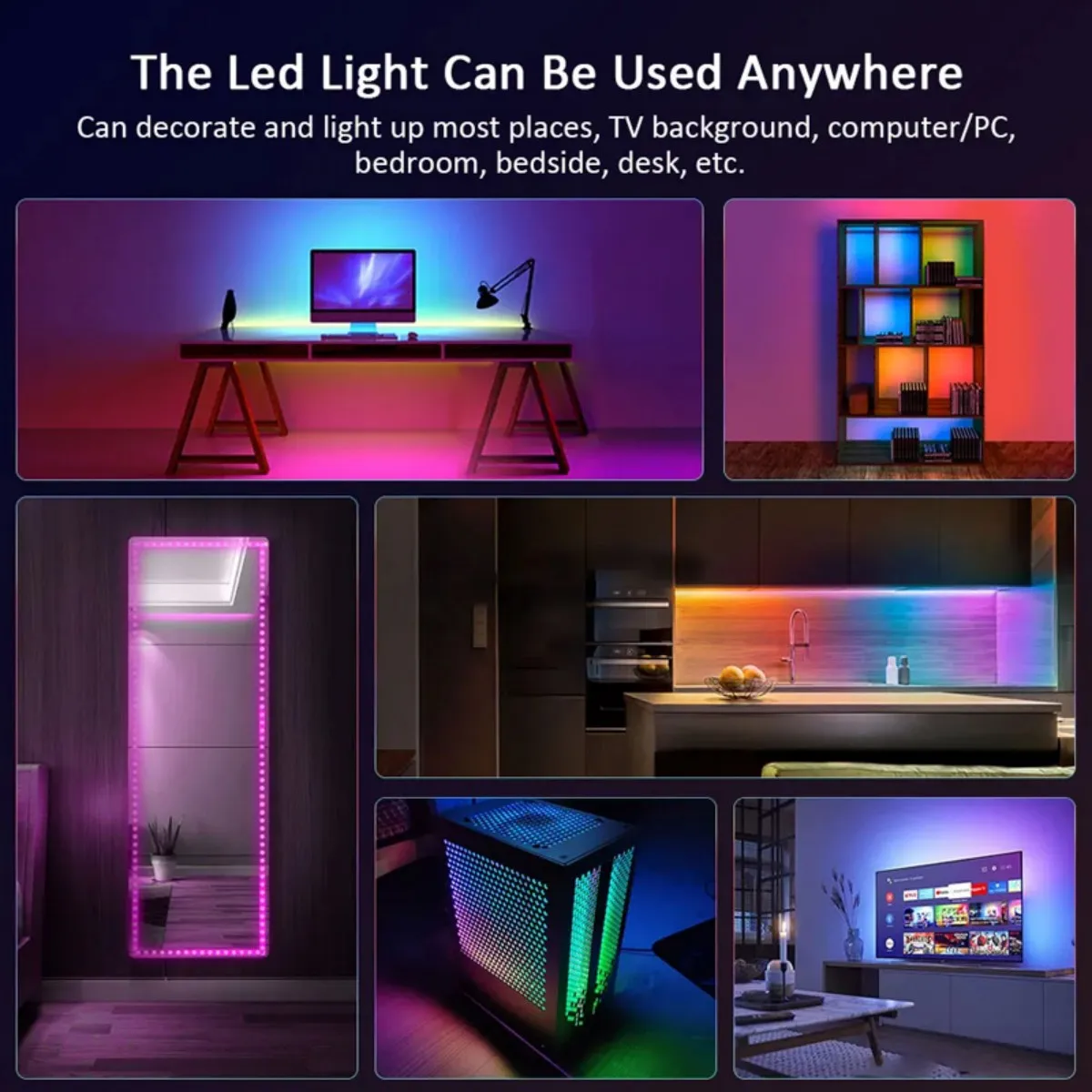 LED strip for TV back, with infrared remote control RGB lamp, suitable for bedroom, home, game room, party and wall decoration