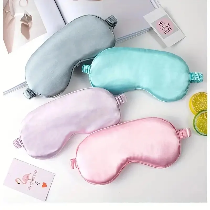 Máscara de olho de imitação de seda dupla face respirável sono luz-bloqueio máscara de olho amazon multi-cor presente envoltório máscara de olho de dormir