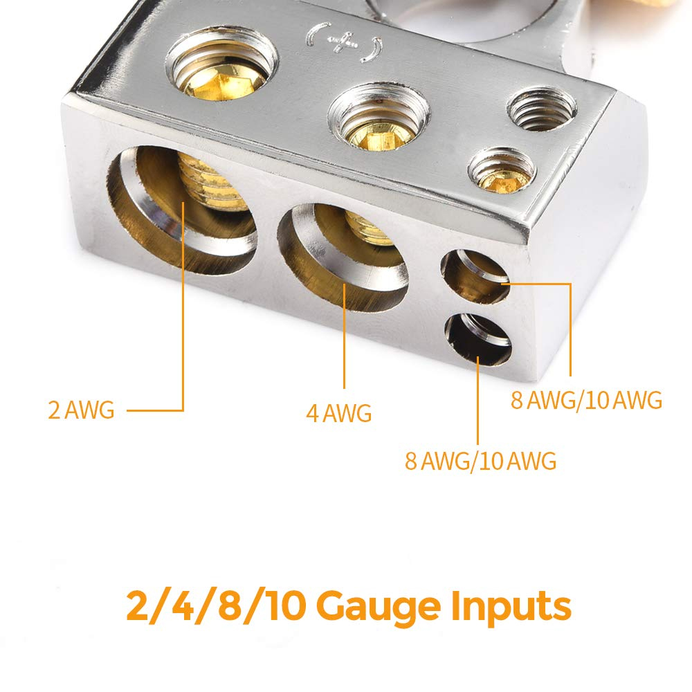 2 個 0/2/4/8/10 ゲージ正負車のバッテリー端子コネクタ自動車マリンバッテリー端子コネクタシム