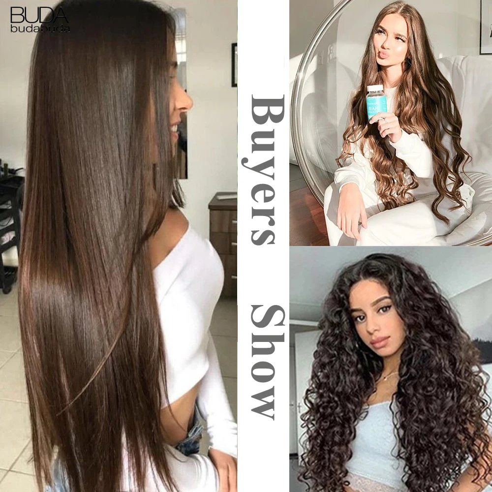 Extensiones de Cabello sintético para mujer, largo y liso postizo, resistente al calor, color rubio y negro, 5 clips