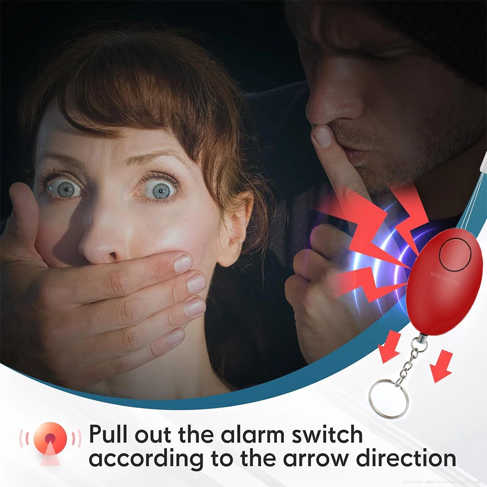 ราคาถูก Self Defense ALARM 120dB รูปไข่ผู้หญิงผู้หญิงความปลอดภัยป้องกันการแจ้งเตือนความปลอดภัยส่วนบุคคล Scream Loud พวงกุญแจปลุกฉุกเฉิน