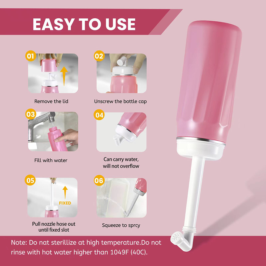 Spray de bidê portátil e limpeza de viagem, garrafa de limpeza pós-natal para cuidados pessoais, suprimentos de limpeza para bebês
